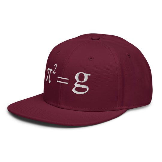 π² = g   Snapback Cap Embroidery